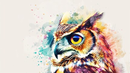  Watercolor_Celeste_owl_clipart_Illustration_Generative_Ai