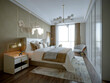 © murattellioglu - 3d render of luxury hotel room, bedroom