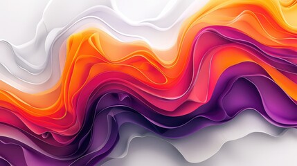 Poster - Dynamic Abstract Shapes in Orange, Purple, and White