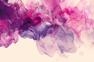 Poster - Purple and pink ink is making abstract shapes while spreading in water