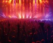 © serg3d - A large crowd of people are enjoying a music concert. AI.
