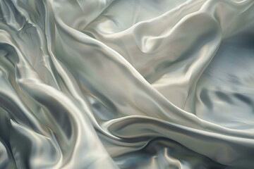 Poster - Smooth elegant silver white silk or satin luxury cloth texture background with liquid wave folds, wavy fabric
