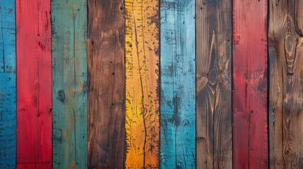 Wall Mural - multicolored wooden surface, background, wallpaper - generative ai