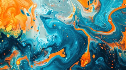 Wall Mural - an abstract painting with orange and blue colors, background, wallpaper - generative ai