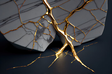 Wall Mural - Marble texture with intense gold veins