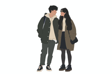 Poster - romantic asian couples stock image isolated vector style