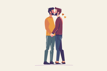 Sticker - romantic gay men couple stock image isolated vector style