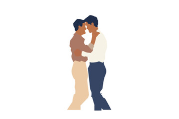 Sticker - romantic gay men couple stock image isolated vector style