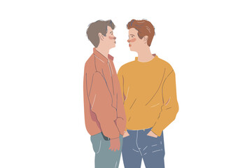 Wall Mural - romantic gay men couple stock image isolated vector style