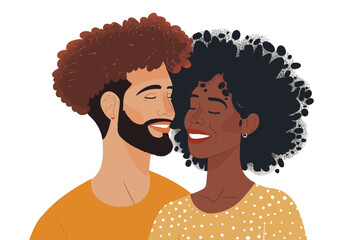 Wall Mural - romantic interracial couple stock image isolated vector style