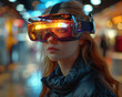© frank29052515 - Fashion Forward: Woman Using Augmented Reality Glasses to Virtually Try on Clothes in Futuristic Store
