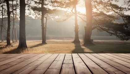 Wall Mural - empty wooden flooring for product placement design old wood planks as background