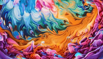 Wall Mural - with each brushstroke a kaleidoscope of colors emerges on the canvas as liquid joy flows freely breathing life into the realm of imagination