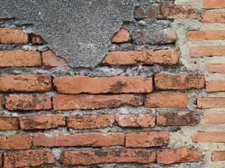 Canvas Print - old wall with red brick