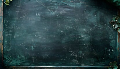 Canvas Print - Dark Green Chalkboard Background with Scratches