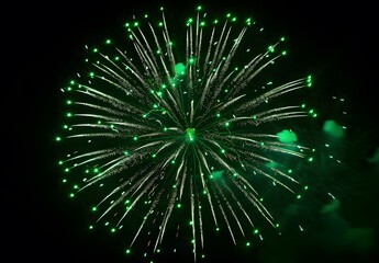 Wall Mural - Green Fireworks Display in Night Sky