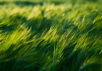 Green Wheat Field with Motion Blur