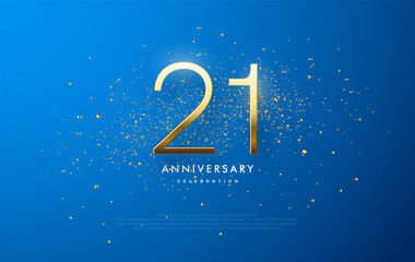 Wall Mural - Anniversary number vector design, with elegant gold numbers. With a combination of blue background and luxurious gold glittering. Premium modern design vector design.