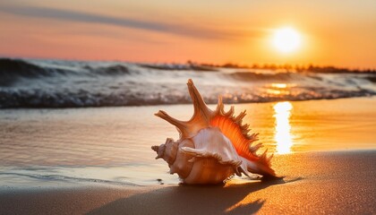 Wall Mural - sea shell sunset