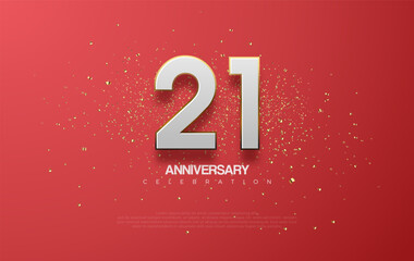 Wall Mural - Modern 21st anniversary vector design. With simple and elegant numbers. With a beautiful and charming red background, the design looks clean and elegant.