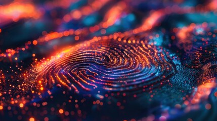 Wall Mural - Biometric Authentication: Identity verification using individual biological traits such as fingerprints and facial scans, ensuring robust security measures.
