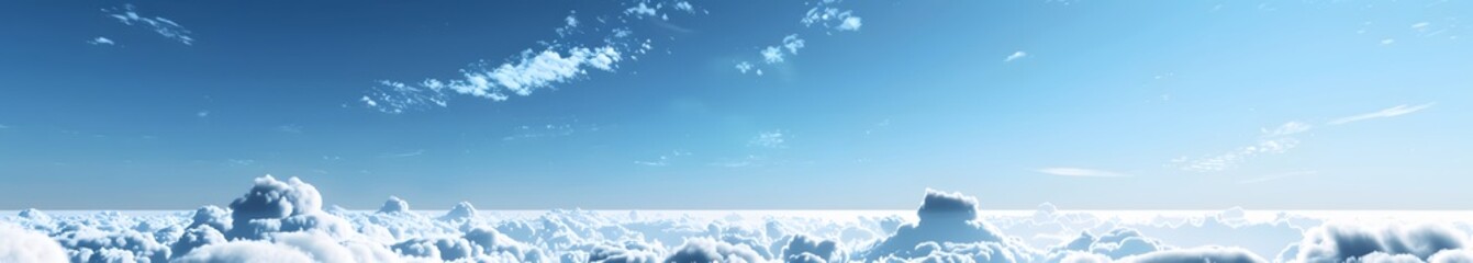 Sticker - Panoramic Sky with Fluffy Clouds, Serene Background