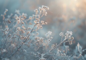 Poster - Frosted Wildflowers in Winter Landscape