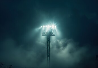 Poster - Stadium Light Piercing Through Fog