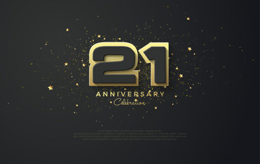 Wall Mural - Vector design for the 21st anniversary with charming soft gold numbers. The latest premium vector designs for posters, greetings, invitations and social media posts.