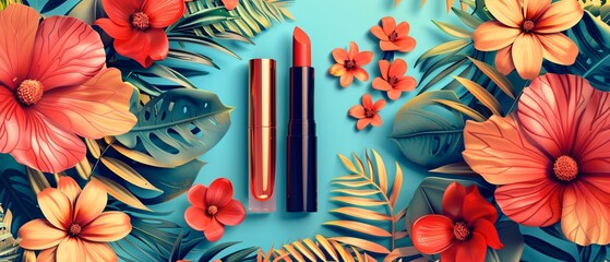 Wall Mural - Illustration vector of an exclusive online discount for cosmetics with elegant typography