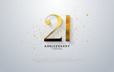 Wall Mural - 21st Anniversary premium vector design. modern vector and luxurious with a charming combination of gold and white.