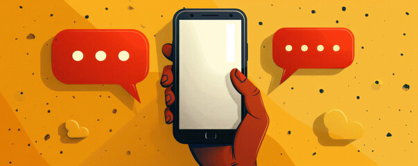 Poster - A hand holding a cell phone with a red circle on it. The phone is in the middle of two red circles