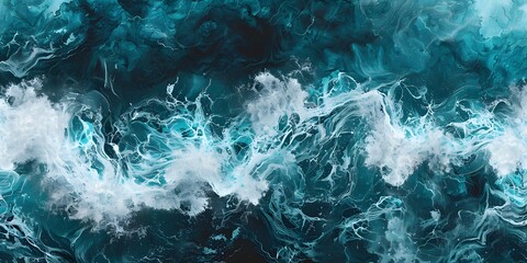 Wall Mural - Abstract Watercolor Ocean Waves Background