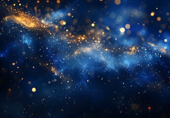 Poster - Abstract Blue And Gold Glitter Lights Background