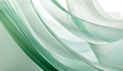 Wall Mural - abstract green and white curved lines background