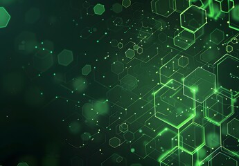 Wall Mural - Abstract Green Hexagon Network Background