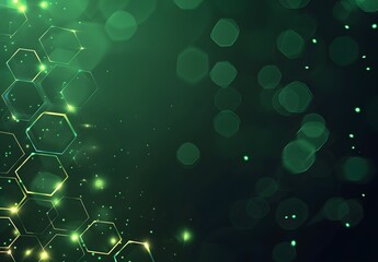 Wall Mural - Abstract Green Hexagon Background with Glowing Connections