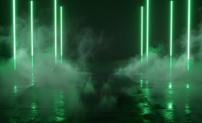 Canvas Print - Cyberpunk Neon Lights & Smoke Background