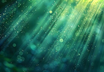 Poster - Abstract Green Blue Bokeh Background with Light Rays