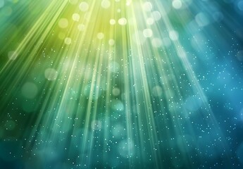 Canvas Print - Abstract Green Blue Light Rays Bokeh Background