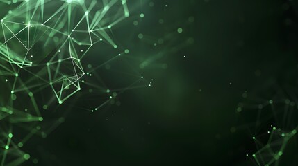 Canvas Print - Abstract Green Glowing Dots Network Connection