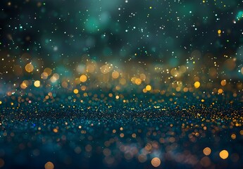 Poster - Abstract Glitter Background with Golden and Green Lights