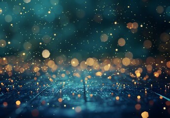 Poster - Abstract Glitter Background with Golden and Green Lights