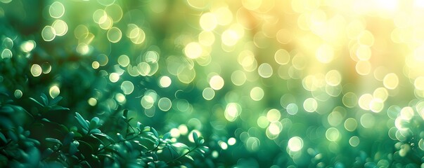 Wall Mural - Abstract Green Bokeh Background With Sunlight