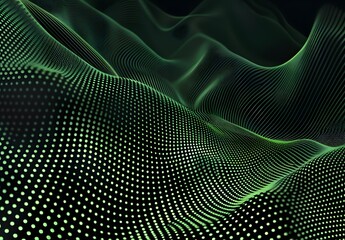 Poster - Abstract Green Gradient Wavy Dots Background