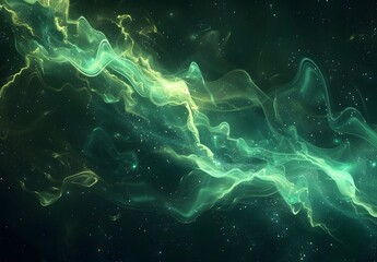 Poster - Abstract Green Smoke in Space Nebulae