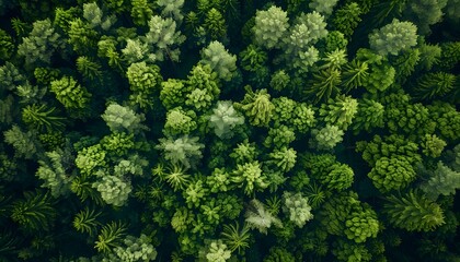 Wall Mural - Aerial View of Lush Green Forest Canopy