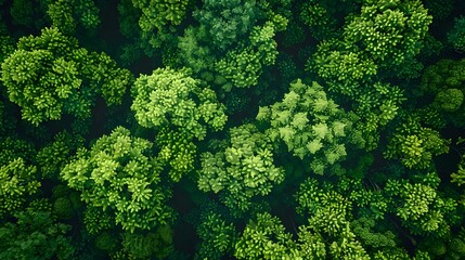 Wall Mural - Aerial View Lush Green Forest Canopy