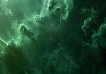 Poster - Cinematic Green Nebula Deep Space Background