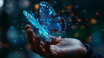 Digital Butterfly in a Hand